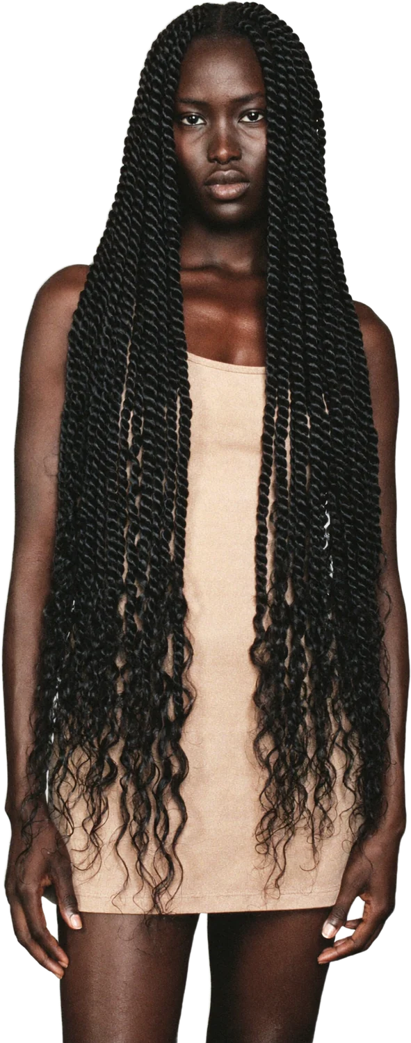 Goddess twist wig with loose curled ends